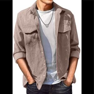 New Mens Lightweight Corduroy Jacket Button Closure Multiple Sizes